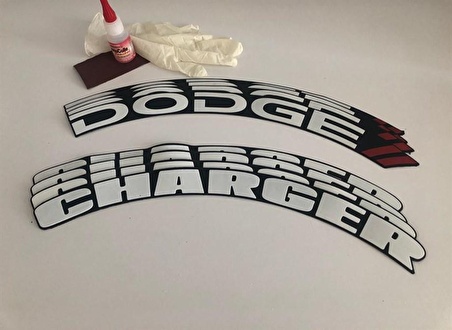 Dodge Charger Beyaz Kalıcı Lastik Yazısı Dodge Charger Sticker 8 Kİt