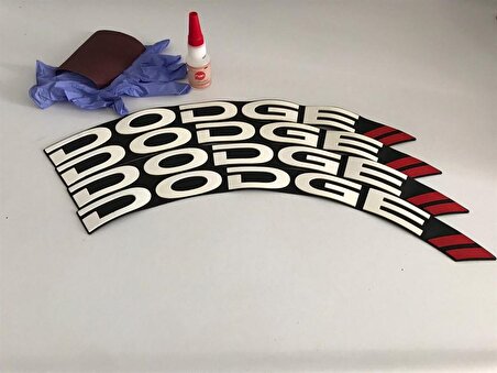 Dodge Beyaz Kalıcı Lastik Yazısı Dodge Sticker 8 Kİt