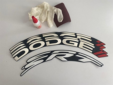 Dodge SRT Beyaz Kalıcı Lastik Yazısı Dodge SRT Sticker 8 Kİt