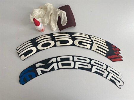 Dodge Mopar Beyaz Kalıcı Lastik Yazısı Dodge Mopar Sticker 4 Kit