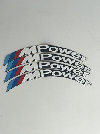 M Power Beyaz Kalıcı Lastik Yazısı M Power Sticker 4 Kit
