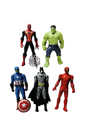 Avengers Işıklı Örümcek Adam Hulk Kaptan Amerika Batman Iron Man 5'li Oyun Seti - Süper Kahramanlar