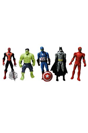 Avengers Işıklı Örümcek Adam Hulk Kaptan Amerika Batman Iron Man 5'li Oyun Seti - Süper Kahramanlar