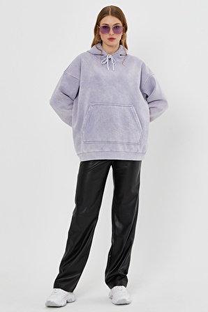 Lila Soluk Efektli Kapüşonlu Sweatshirt SS23W4427LL