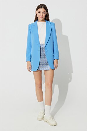 Mavi Tek Düğmeli Oversize Blazer Ceket SS23J4709MA