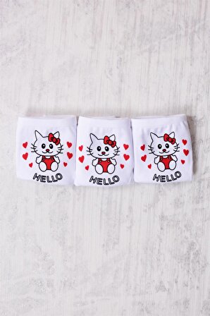 Gümüş 3'lü Kız Çocuk Hello Kitty Desenli Slip Külot