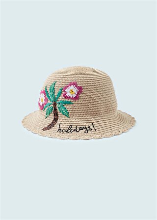 Mayoral Kız Çocuk Palmiye Desenli Hasır Şapka