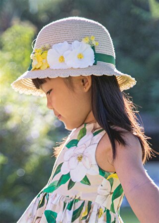 Mayoral Kız Çocuk Çiçekli Hasır Şapka