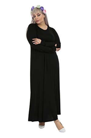 Melsay Butik Desensiz Kollu Kadın Uzun Siyah Tesettür Elbise