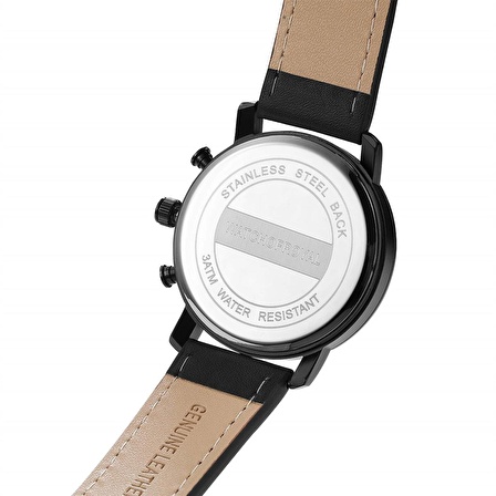 CHRONO SILVER BLACK LEATHER KOL SAATİ