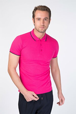 Centone Fuşya Slim Fit Polo Yaka T-Shirt