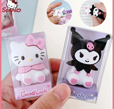 Hello Kitty Kuromi 2 li Silgi Kalem Traş  Set