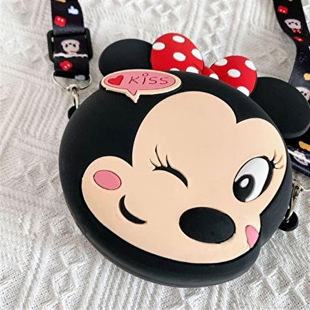 Minnie Mouse Öpücük Tasarım Silikon Omuz Askılı Çanta