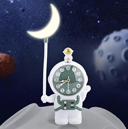 Astronot Tasarımlı Alarmlı Masa Saati Kalemtraş