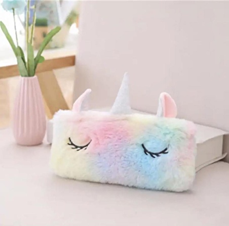 Peluş Unicorn Tasarım Kalem Kutusu Kalemlik