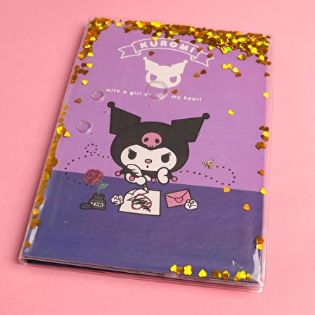 Kuromi Sulu Simli Çizgili Defter