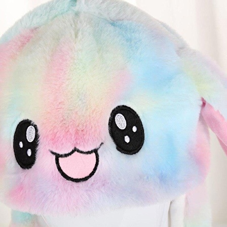 Işıklı Oynar Kulaklı Peluş Kawaii Figürlü Şapka Rainbow Rengarenk