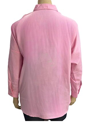 Kadın Gömlek Oversize Tek Cepli Oval Kesim Standart Beden (42-4 Bedene Kadar Uyumlu) 
