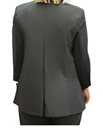 Kadın Blazer Ceket Siyah Dört Düğmeli Astarlı Duble Kol