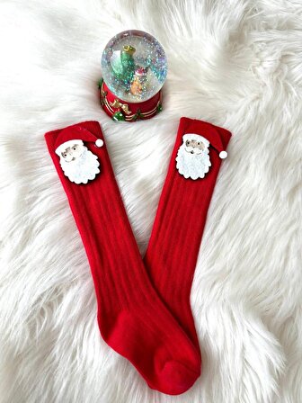 DEMES Diz Altı Soket Çorap Noel Baba- Kırmızı