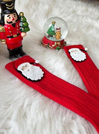 DEMES Diz Altı Soket Çorap Noel Baba- Kırmızı