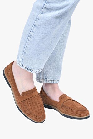 Sosela 78-01-70003 Kadın Süet Taba Loafer