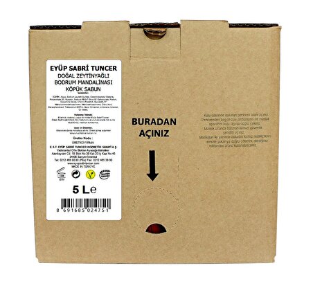 Bodrum Mandalinası Doğal Zeytinyağlı Köpük Sabun 5 lt - Bag in Box