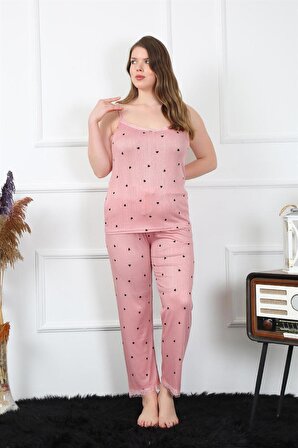Akbeniz Kadın Büyük Beden Somon İp Askılı Pijama Takım 202196