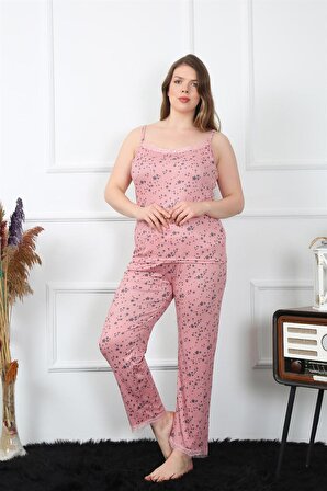 Akbeniz Kadın Büyük Beden Somon İp Askılı Pijama Takım 202198