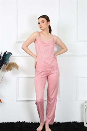 Akbeniz Kadın İp Askılı Somon Pijama Takım 4136