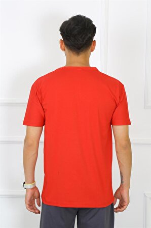 Akbeniz Erkek Kırmızı %100 Pamuklu T-Shirt 27486