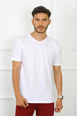 Akbeniz Erkek Beyaz %100 Pamuklu T-Shirt 27486