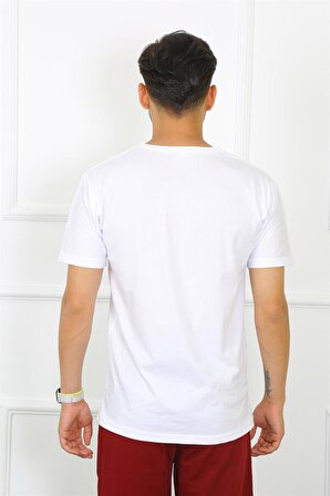 Akbeniz Erkek Beyaz %100 Pamuklu T-Shirt 27486