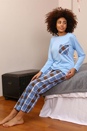 Akbeniz Kadın Uzun Kol Penye Pijama Takım 4198