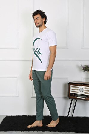 Akbeniz Erkek Pamuk Penye Sevgili Kombini Pijama Takımı Beyaz 50127 Tek Takım Fiyatıdır