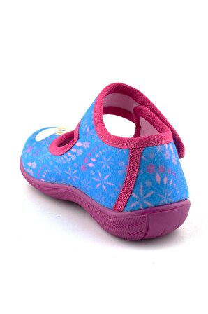 Mavi Peri Desenli Kız Çocuk Ev Ayakkabısı