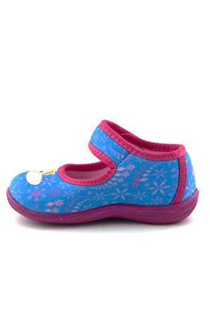 Mavi Peri Desenli Kız Çocuk Ev Ayakkabısı