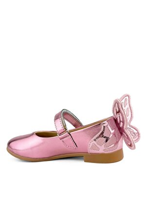 Kelebek Figürlü Detaylı Kız Çocuk Babet Ayakkabı Pembe