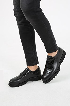 Siyah Kroko Baskılı Erkek Ayakkabı 023-90021