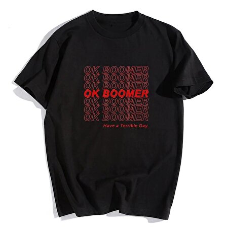 Ok Boomer Siyah Unisex Oversize T-shirt