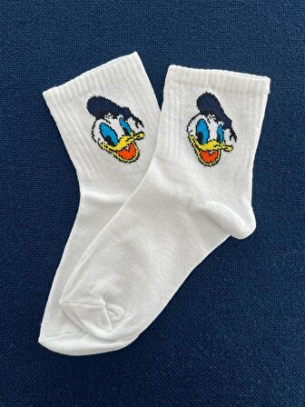 Donald Duck Unisex Beyaz Kolej Çorap