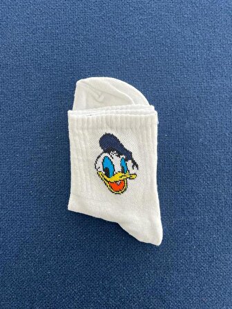 Donald Duck Unisex Beyaz Kolej Çorap