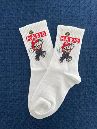 Mario Unisex Beyaz Kolej Çorap