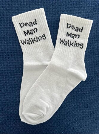 Dead Man Walking Unisex Beyaz Kolej Çorap