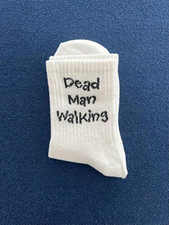 Dead Man Walking Unisex Beyaz Kolej Çorap