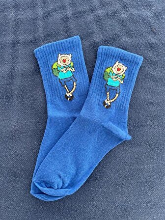 Adventure Times Unisex Mavi Kolej Çorap