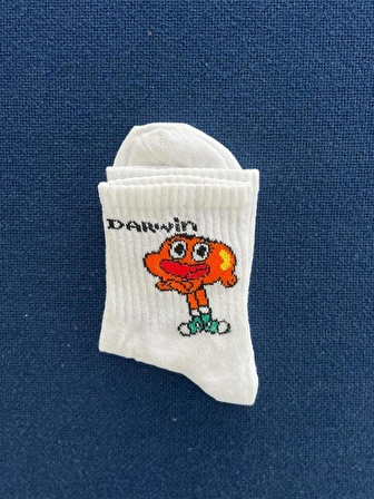 Gumball Darwin Unisex Beyaz Kolej Çorap