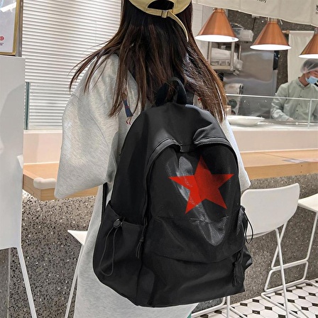 Red Star Baskılı Unisex Sırt Çantası