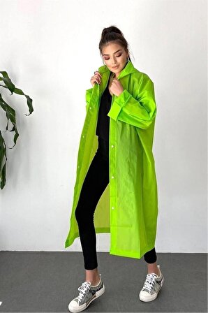 Unisex Yeşil Yağmurluk Şeffaf Su Geçirmez Kıyafet Üstü Eva Kumaş Marlux Yağmurluk
