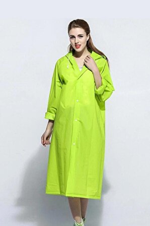 Unisex Yeşil Yağmurluk Şeffaf Su Geçirmez Kıyafet Üstü Eva Kumaş Marlux Yağmurluk